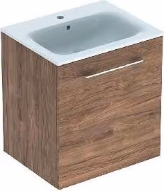 Geberit Selnova Square - Mobile lavabo 635x588x480 mm, con lavabo, 1 anta, noce hickory 501.254.00.1