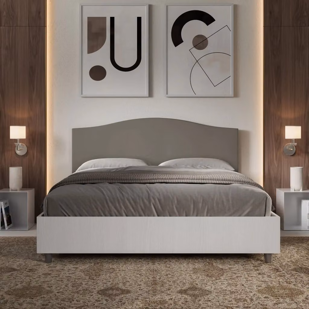 Letto Matrimoniale con Contenitore e Base Lift Up GIORDANOSHOP Beige L: 167 cm, P: 115 cm, H: 198 cm – 2