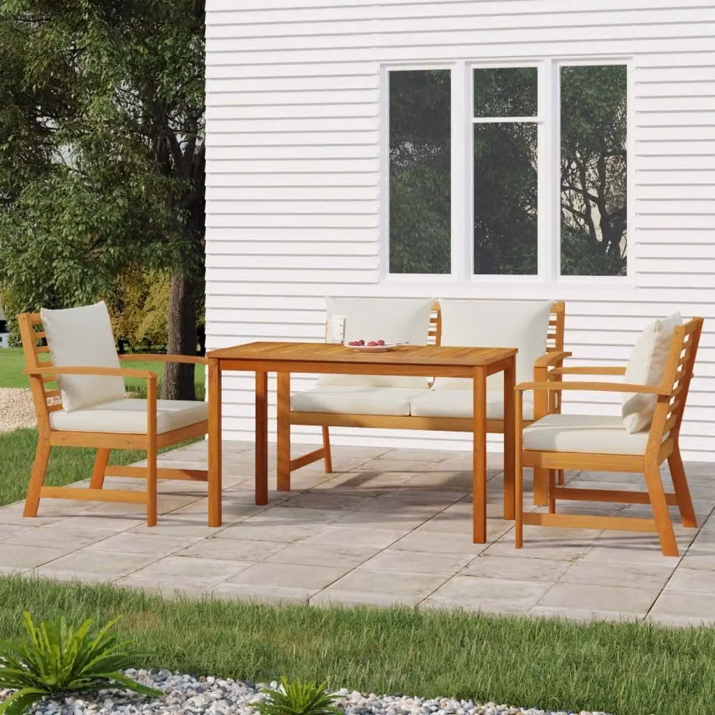 Maison Exclusive - Set da pranzo da giardino 4 pezzi con cuscini in legno massello di acacia