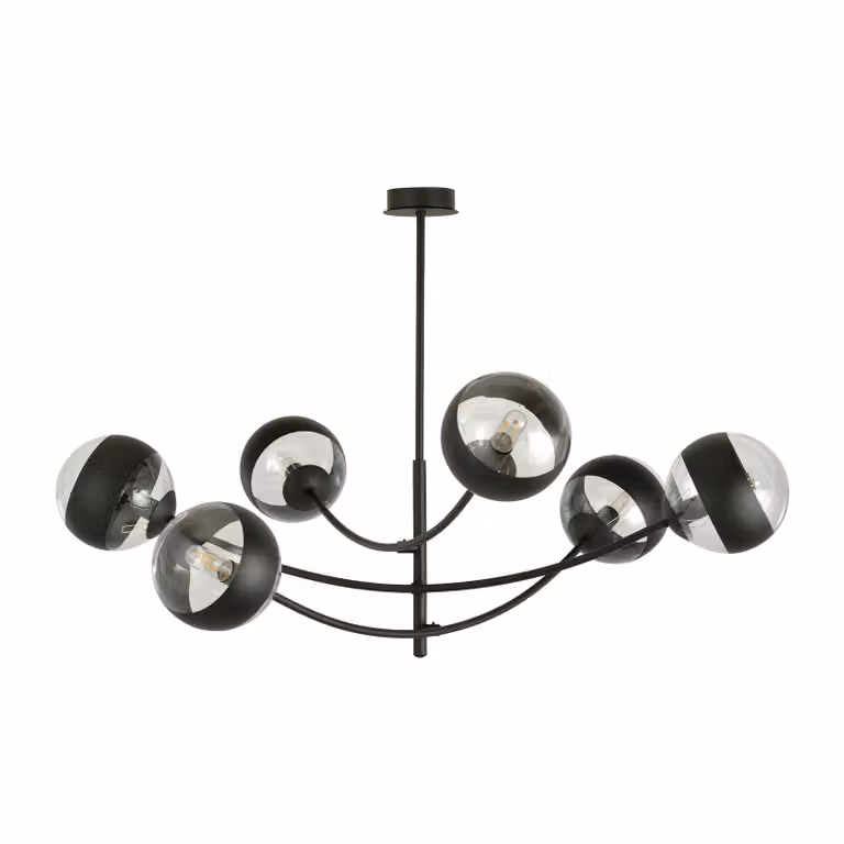 Lampadario Emibig 6xE14 40W HUNTER 6 NERO/RIGHE 1101/6