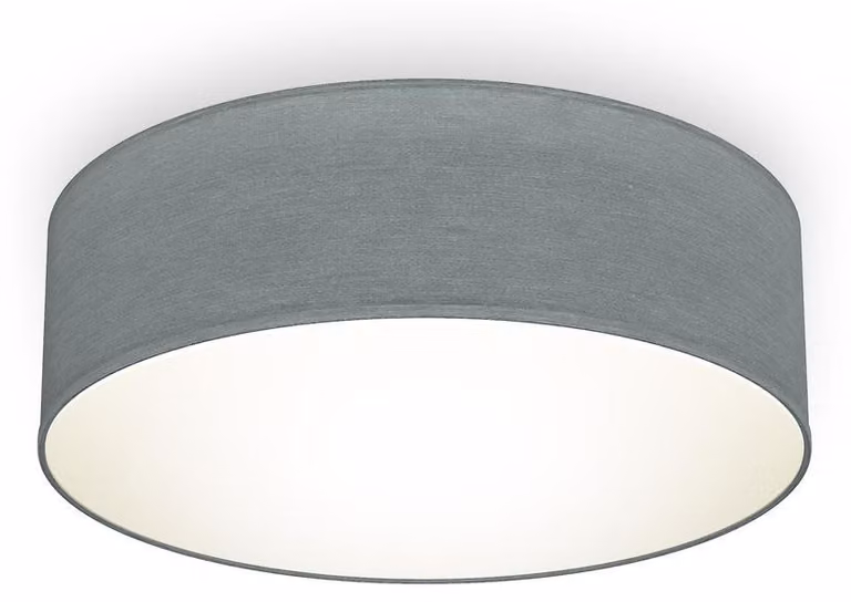 B.K.Licht Plafoniera in tessuto grigio, attacco per lampadina E27 non inclusa, Lampada da soffitto diametro 30cm, Lampadario moderno per salotto o camera da letto, IP20