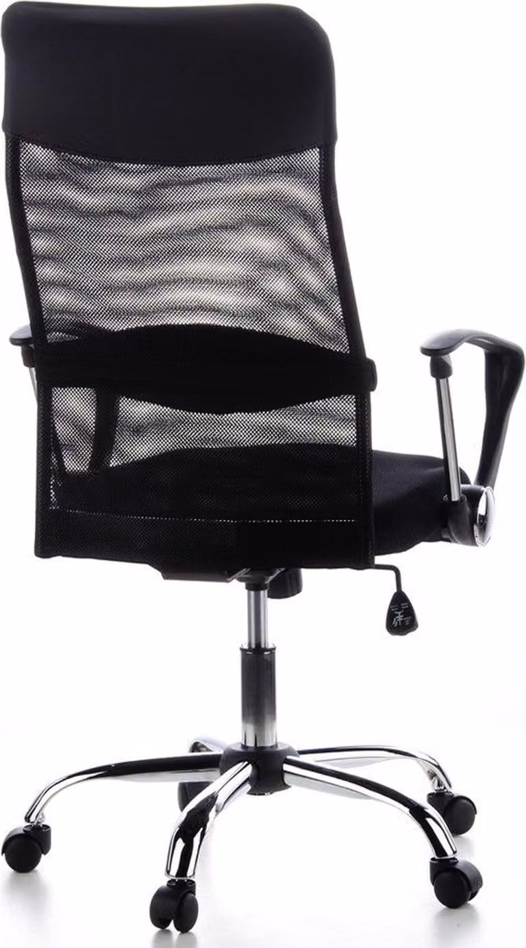 Sedia da ufficio / sedia direzionale Aria Tessuto a rete alta / Pelle finta nero cromo
