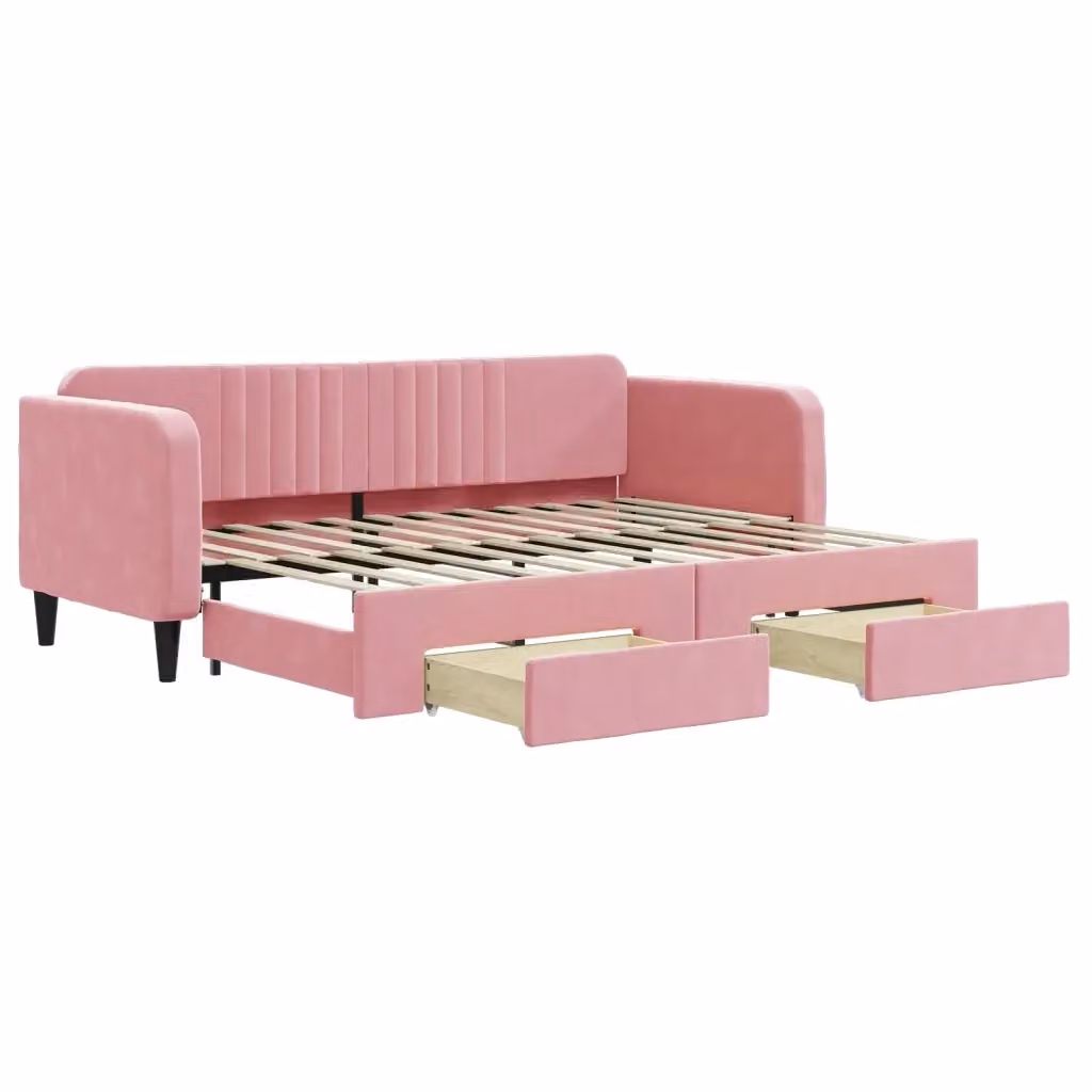 Divano Letto Estraibile con Cassetti in Velluto Rosa vidaXL L: 200 cm, P: 80 cm, H: 75 cm – 2