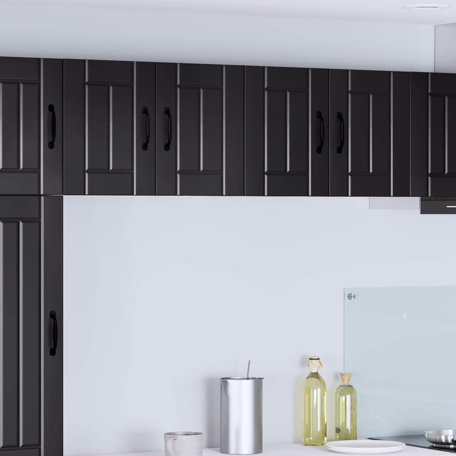 Set di 2 armadietti a muro LUCCA vidaXL, colore nero opaco, in legno ingegnerizzato MDF per cucina, L/P/H: 60 x 31 x 40 cm