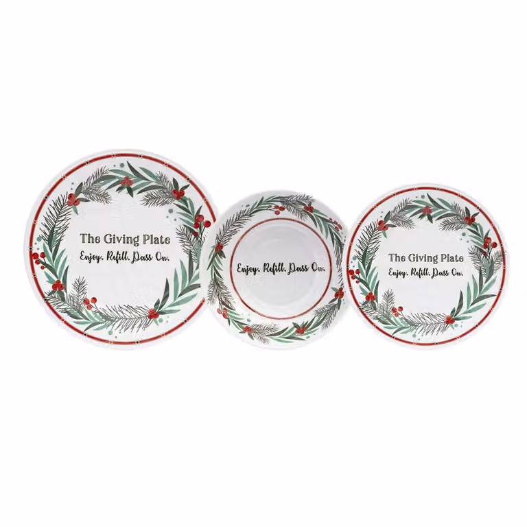 Servizio di piatti natalizio The Giving Plate Vestiamo Casa in melamina bianca, 12 pezzi