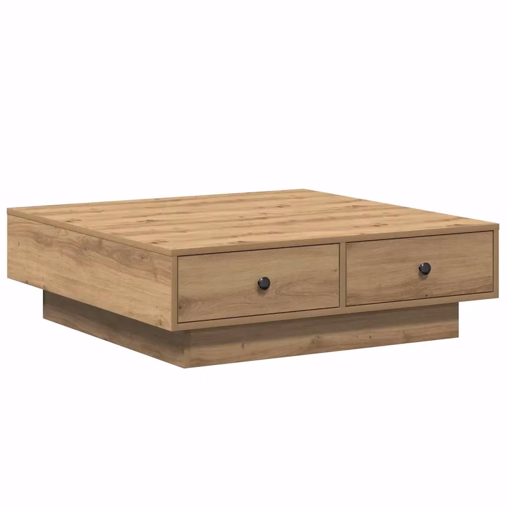 Tavolino da salotto vidaXL in rovere marrone, design minimalista quadrato, L/P/H: 90 x 90 x 28 cm – 2