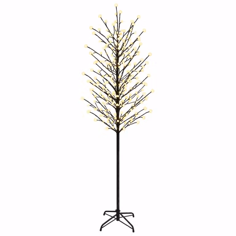 vidaXL Albero di Natale con palline LED Nero 240 cm Acciaio 280 LED