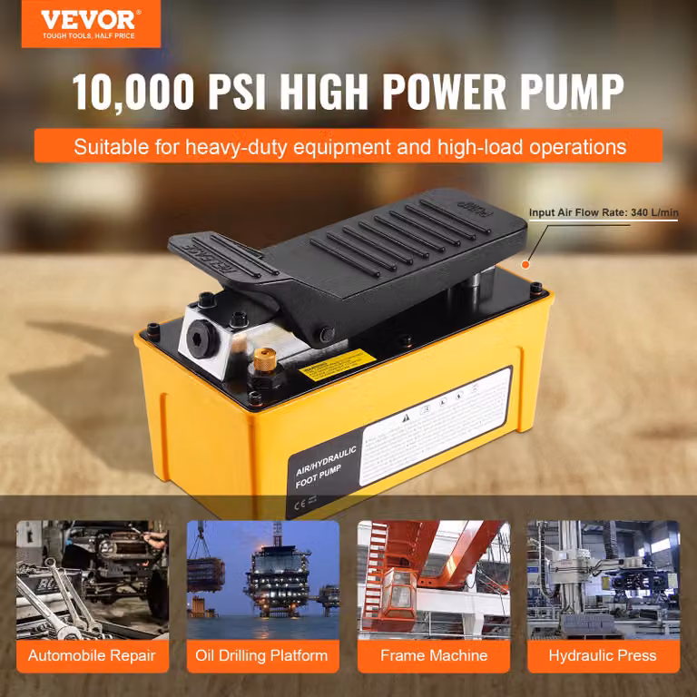 Pompa pneumoidraulica, pressione 10000 PSI, capacità serbatoio 1,6L, tubo flessibile 2M, serbatoio 16L