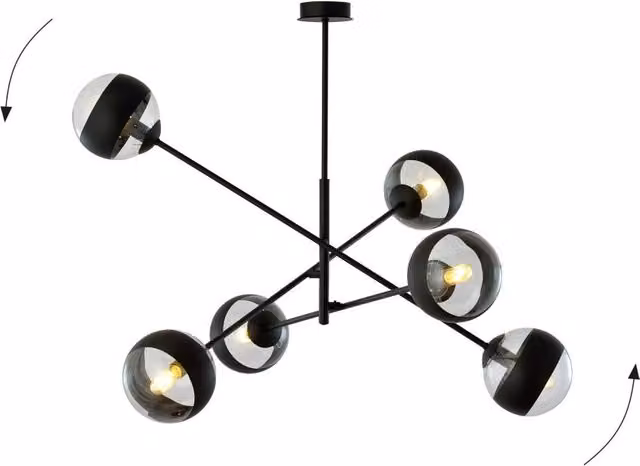 Lampadario Emibig Linear 6 luci E14 nero/vetro 102cm