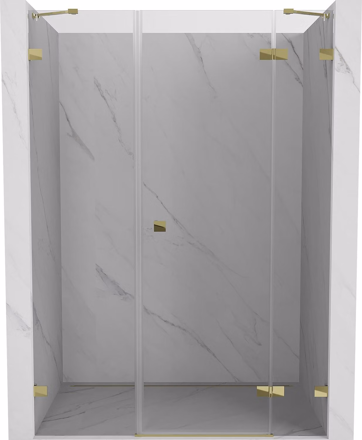 Mexen Lunar porta doccia a battente destra 145 cm, trasparente, oro - 834S-145-050-50-00-P