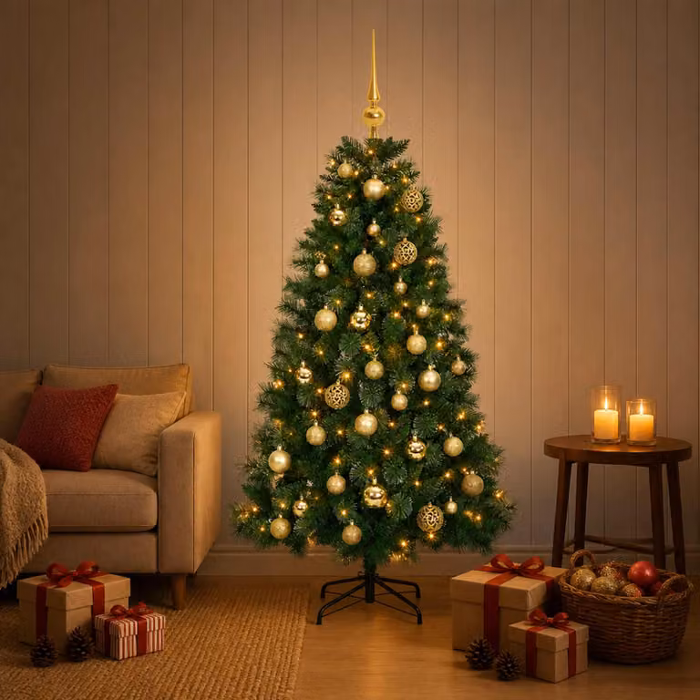 vidaXL Albero di Natale artificiale con palline 120 cm 150 LED