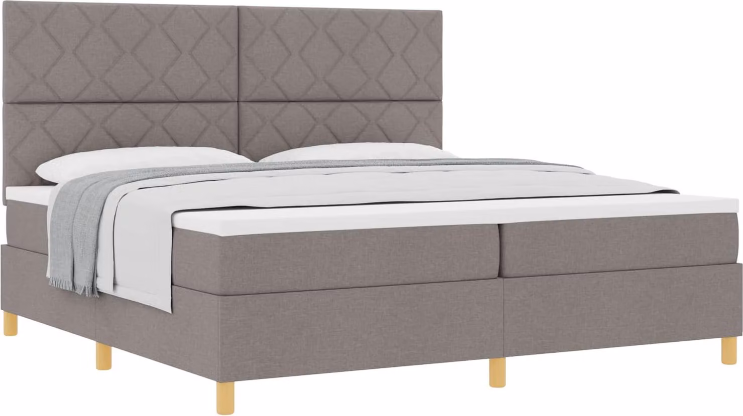 Letto a molle con materasso Taupe 200 x 200 cm in tessuto