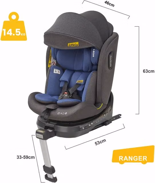 Jovikids Seggiolino Auto Bambini 360 Gradi Girevole i-Size 40-150 cm ISOFIX con Tettuccio Reclinabile per Auto Rosa ECE R129
