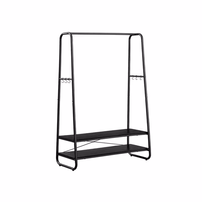 VASAGLE Stand Appendiabiti da Terra, Nero Ebano + Nero Opaco / 100l cm