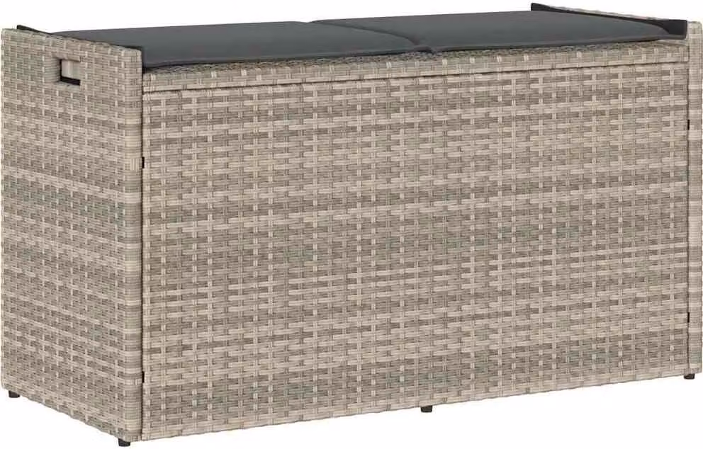 Panca da esterno con contenitore e cuscini Grigio chiaro 100 cm