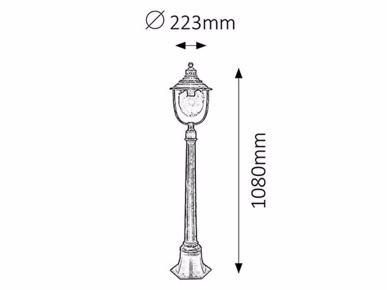 Rabalux 8679 Lampada da terra per esterni Barcelona, E27, oro, rotonda, vintage/romantica, ø223mm