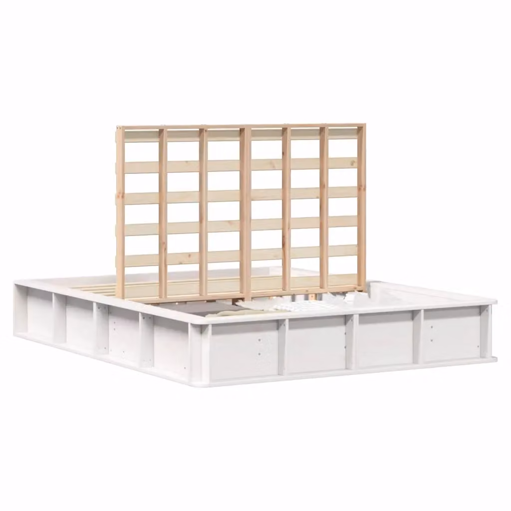 Struttura del letto moderna vidaXL in pino massello bianco L/P: 150 x 200 cm – 2