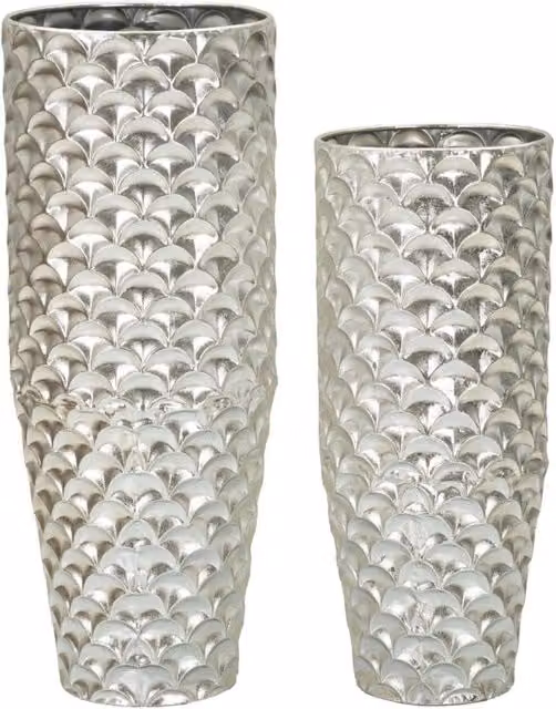 Porta Vasi Coppia Silvy Ø37x92 cm - Ø32x75 cm in Ferro Argento