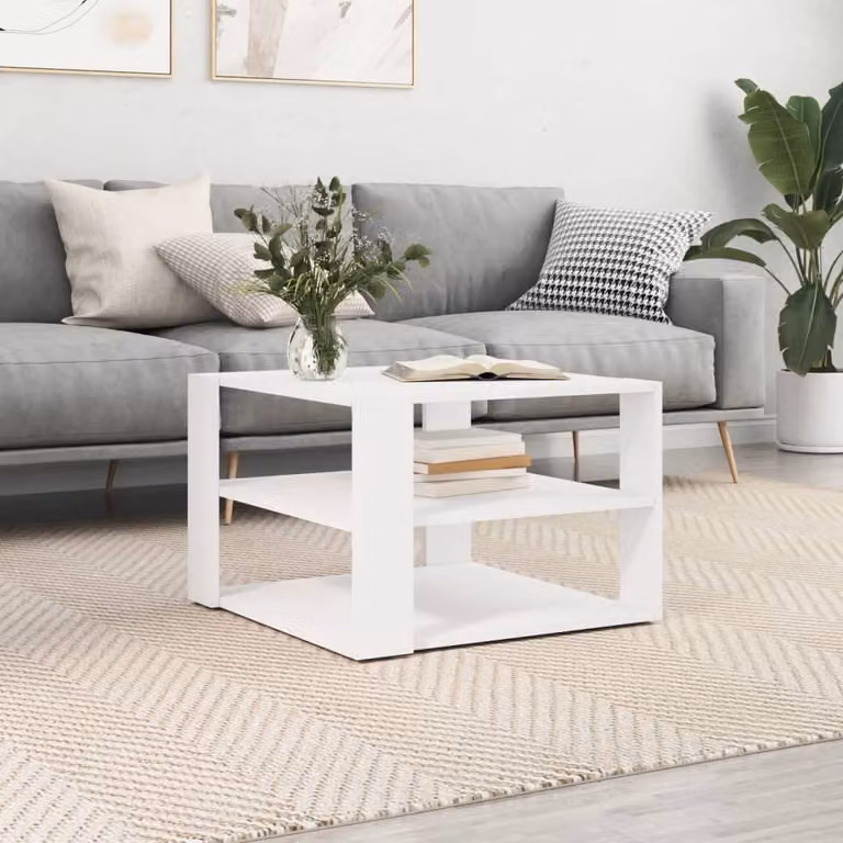Tavolino The Living Store bianco 59,5x59,5x40 cm in materiale ligneo