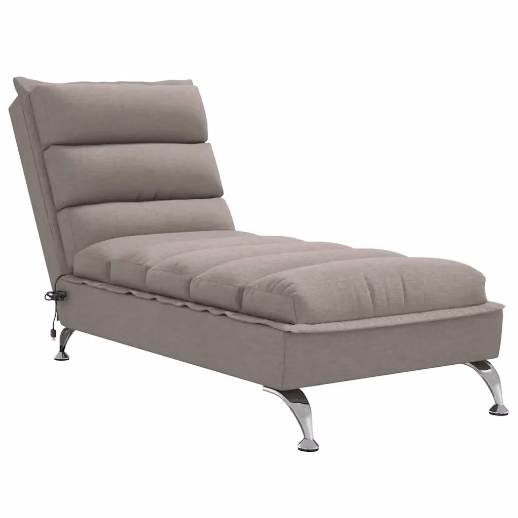 Chaise Longue da Massaggio vidaXL con Cuscini in Tessuto Beige e Poggiatesta Regolabile – 2