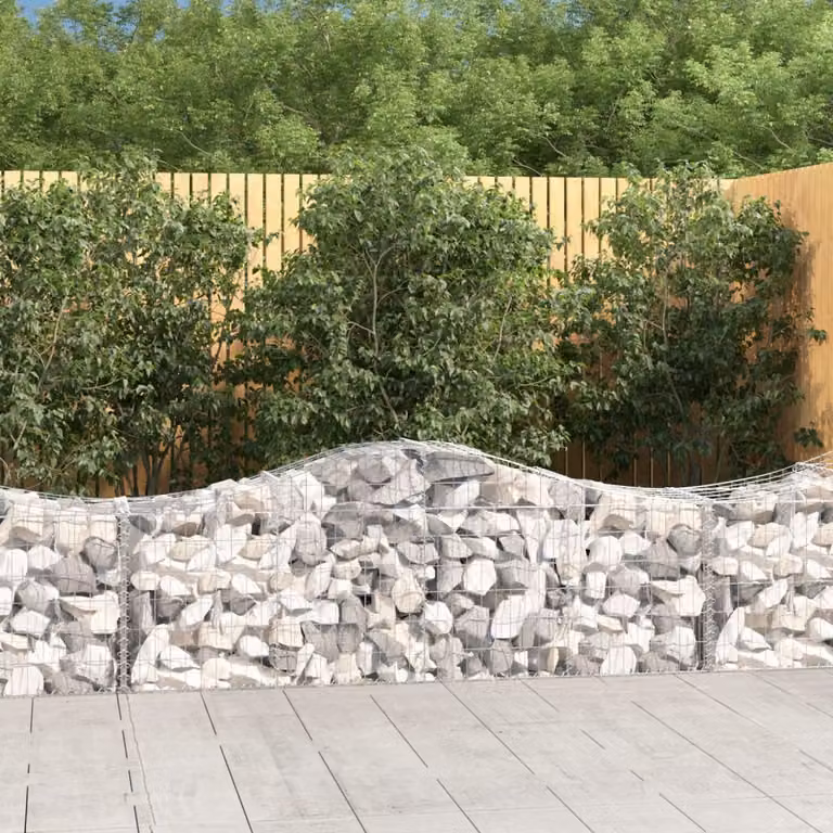 Set di 50 Cesti Gabbioni ad Arco vidaXL in Acciaio Zincato Grigio L: 200 cm, P: 50 cm, H: 60/80 cm