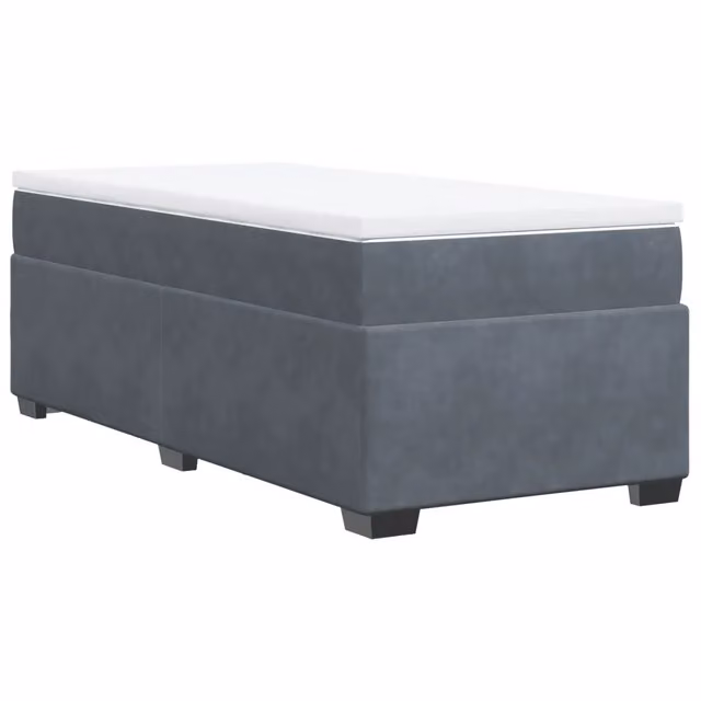 Letto singolo | Letto per adulti | Giroletto a Molle con Materasso Grigio Scuro 90x200 cm Velluto