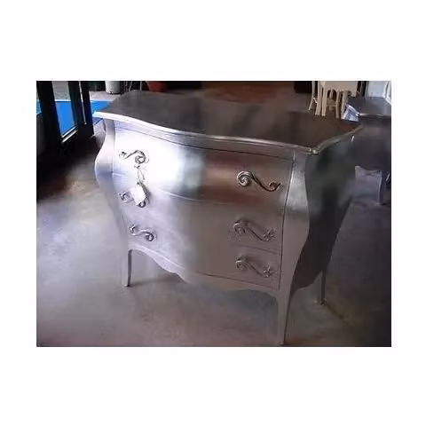 Comò bombato con 3 cassetti Mobili 2G argento L: 118 cm, P: 50 cm, H: 85 cm – 2