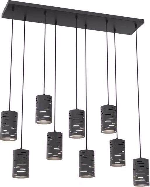 Lampadario Moderno Njoror Acciaio Nero 9 Luci E27