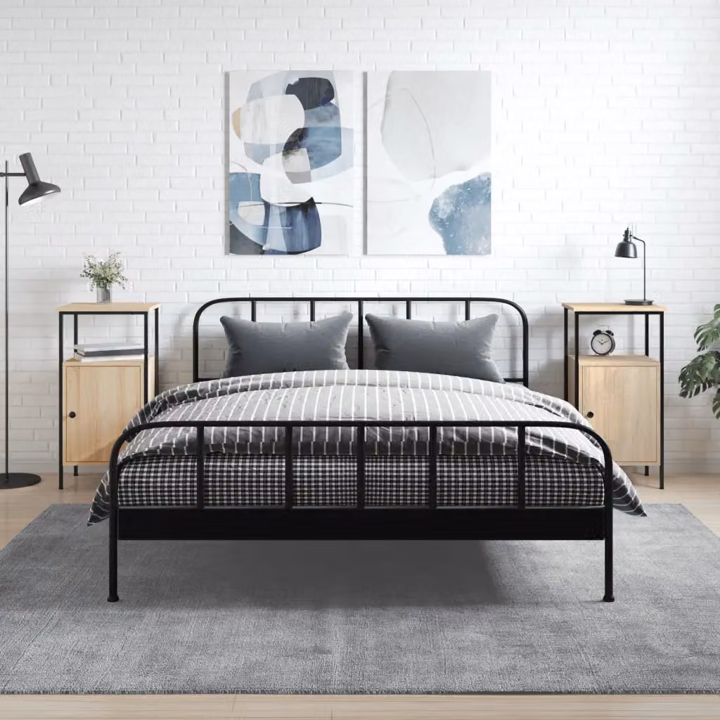 Set di 2 comodini vidaXL in legno e metallo stile industrial, colore marrone e beige, L/P/H: 41 x 31 x 80 cm
