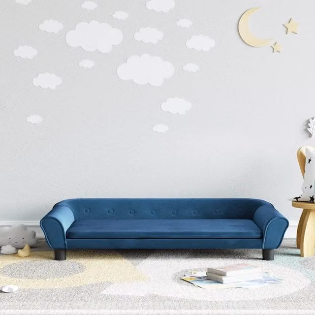Divanetto per bambini Design Mania in velluto blu L: 100 cm, P: 50 cm, H: 26 cm