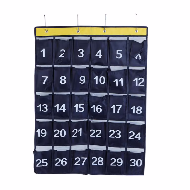 Borsa portaoggetti da appendere alla parete, con 30 tasche, portacellulare, organizer da appendere con numeri, blu navy