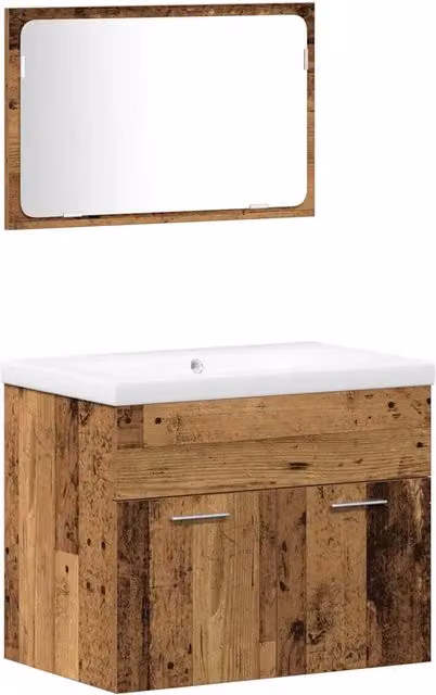 Set di mobili per il Bagno | Armadio da bagno con porta 3 pz Legno vecchio
