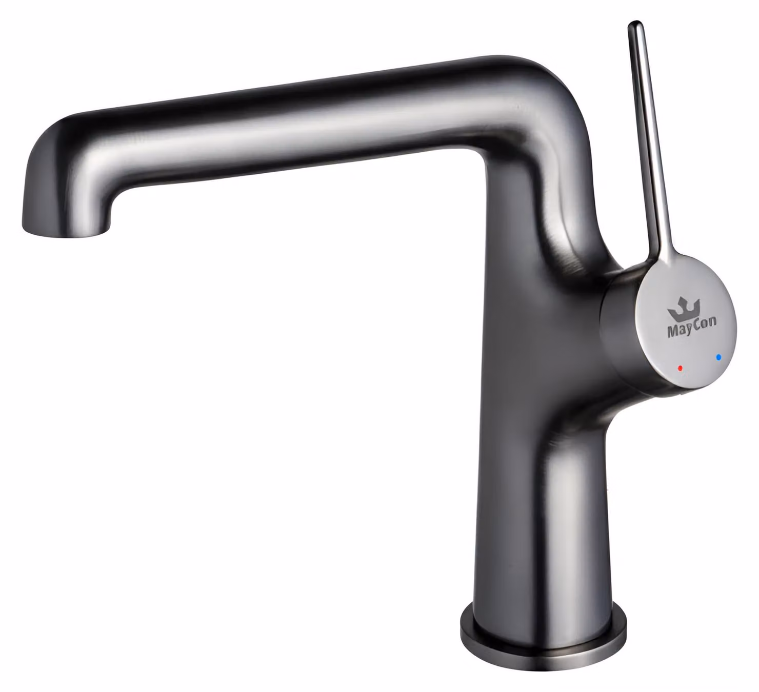 Miscelatore monocomando per lavabo, in ottone massiccio, finitura spazzolata, colore gunmetal, modello alto