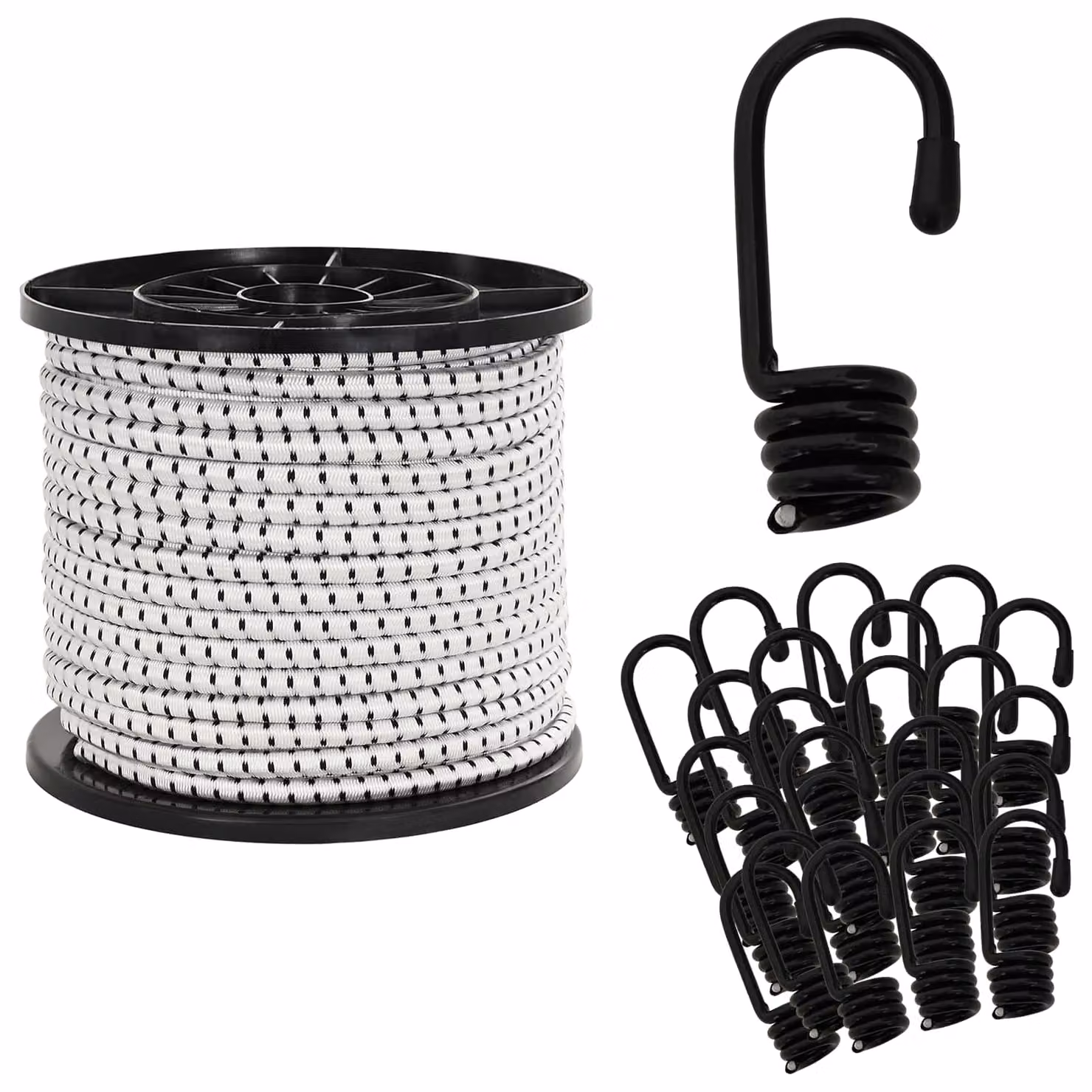 Corde Bungee con Ganci vidaXL in PP e gomma, Nero e Bianco, 8 mm