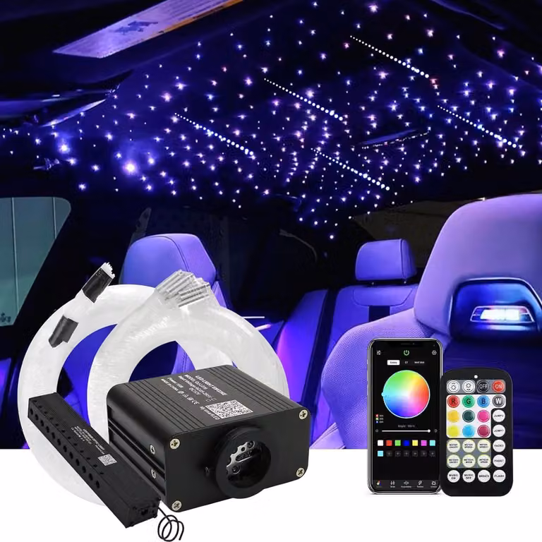 Kit per creare un cielo stellato in fibra ottica, 16 watt, 600 elementi luminosi, lunghezza di 3 metri, con controllo attivato dal suono
