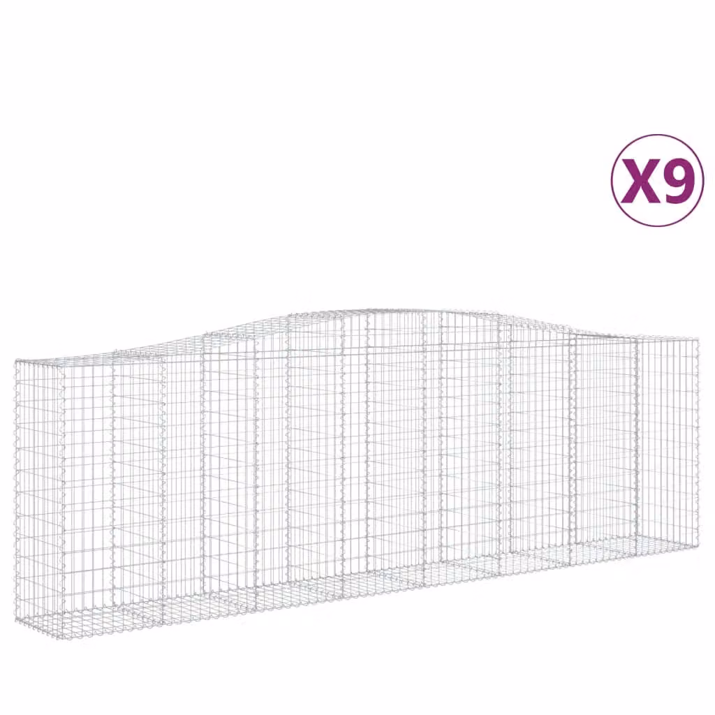 Cesti Gabbioni ad Arco 9 pz 400x50x120/140 cm Ferro Zincato