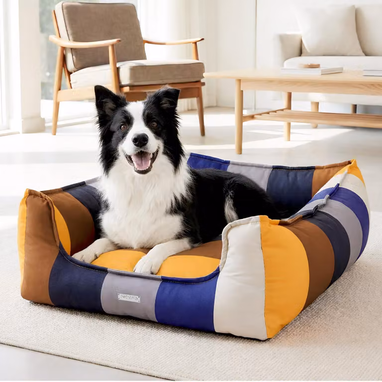 Cuccia per cani, adatta a cani di piccola taglia, reversibile, con fondo antiscivolo, realizzata in tessuto traspirante, di colore blu mediterraneo