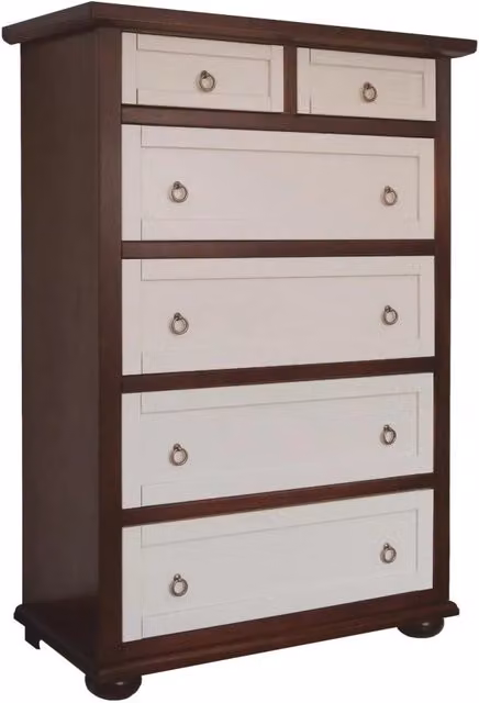 Cassettiera in legno di pino con 6 cassetti in stile shabby chic arte povera Mobili 2G L: 90 cm, P: 40 cm, H: 127 cm