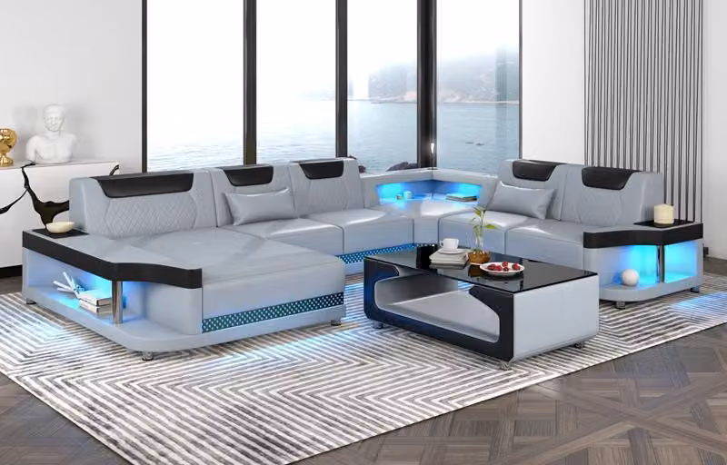 Ecksofas U-Form Modernes Polster Wohnzimmer Möbel Ecksofa Ledersofa Design Sofa