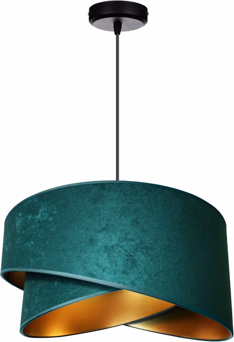 Lampada a sospensione paralume in velluto verde scuro lampada per sala da pranzo, soggiorno, cucina della serie N131 (N131-DG)