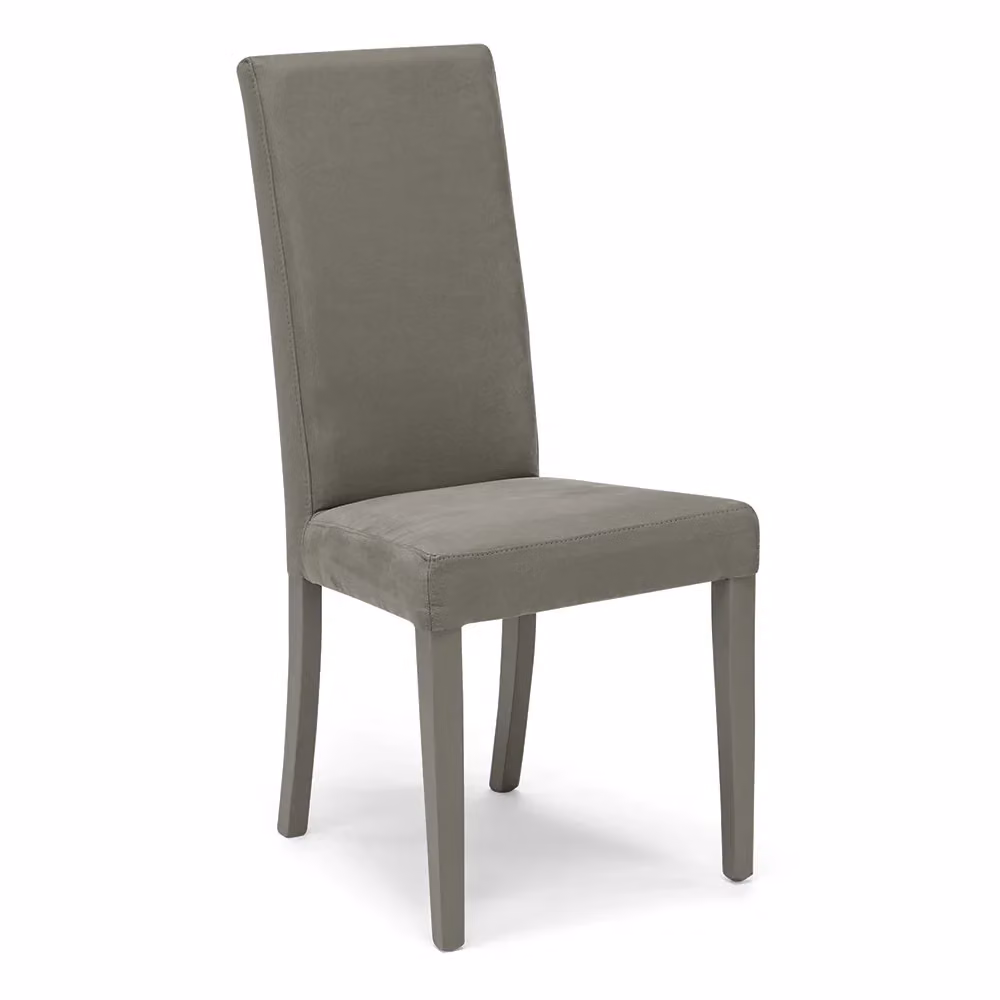 Set di 2 sedie imbottite per sala da pranzo EDI NEW Redokasa, design moderno, rivestimento in tessuto idrorepellente effetto camoscio colore Grigio e gambe in legno – 2