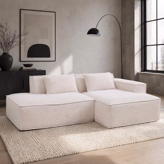 Divano 235 cm imbottito in poliestere beige HOMVRA