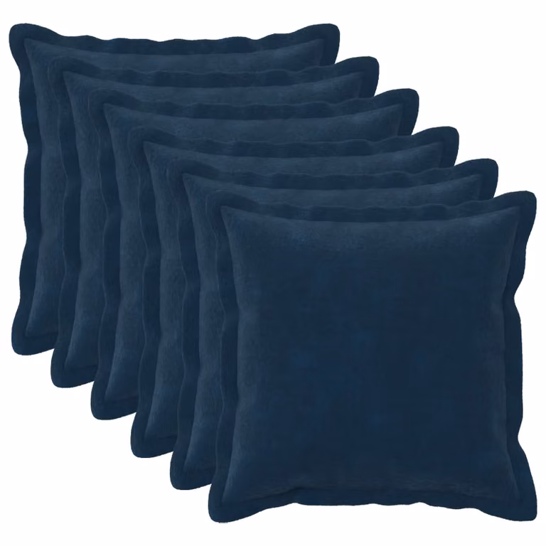 Set di 6 federe vidaXL HOUTEN blu in microfibra, L 40 x P 40 cm