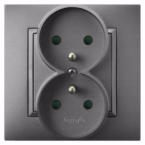 Prese multiple Aria GP-2UZP/70, doppia presa con messa a terra, colore grigio opaco