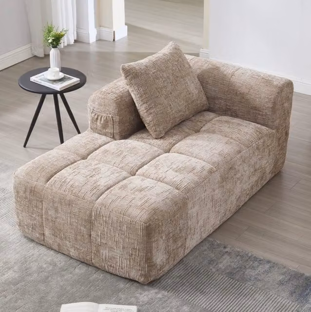Divano con chaise longue 250x158x60 cm; senza installazione; con cuscini sfoderabili in chenille kaki