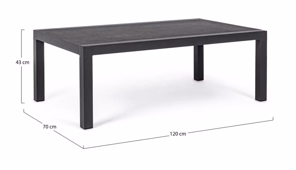 Tavolino da esterno rettangolare Bizzotto in ceramica e alluminio antracite L: 120 cm, P: 70 cm, H: 43 cm – 2