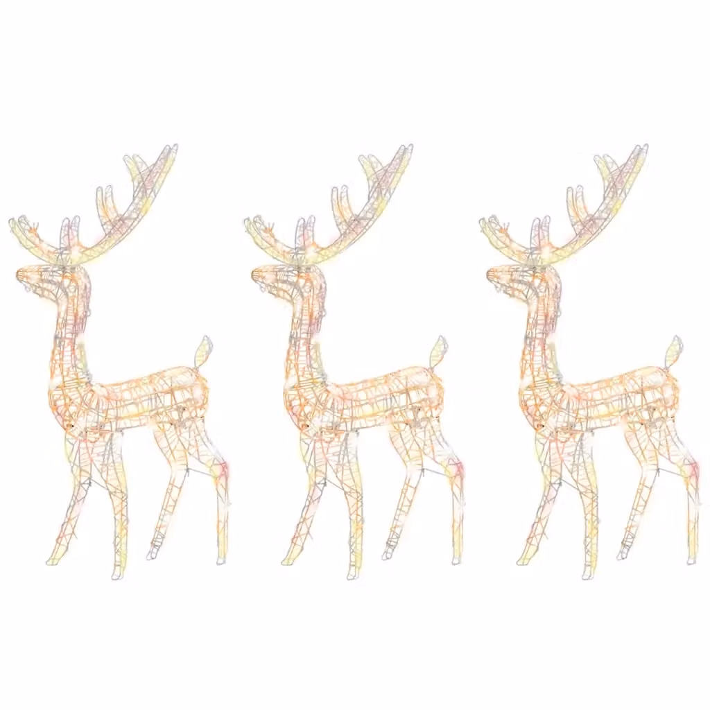 Decorazioni Natalizie con Renne LED vidaXL, Set di 3 Pezzi Multicolore in Plastica con Effetto Accento per Giardino, Altezza: 128 cm – 2