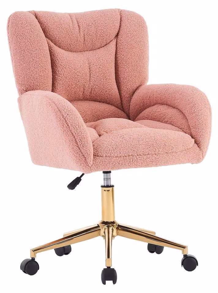 Sedia da ufficio in velluto rosa - Ergonomica e confortevole - Giratoria - Sedia per ufficio