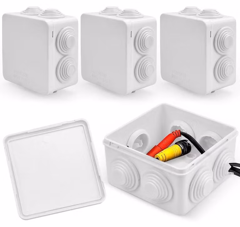 Set di 4 contenitori impermeabili per uso esterno, grado di protezione IP55, colore bianco