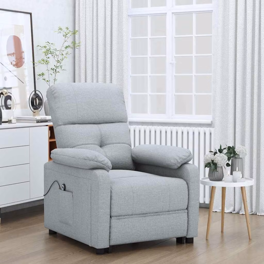 vidaXL Poltrona Elettrica Reclinabile in Tessuto Grigio con Braccioli